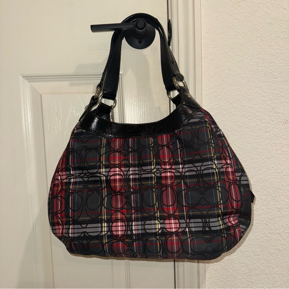 Coach Red and Black Plaid Shoulder Bag - Picture 2 of 3